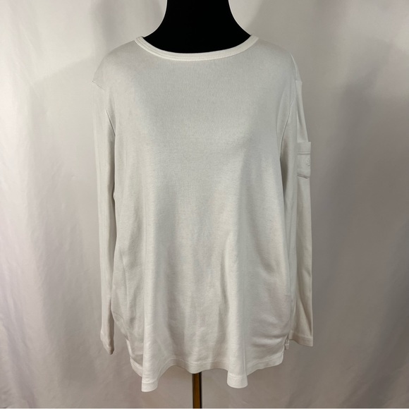 Lauren Ralph Lauren Tops - Ralph Lauren LRL Plus Size 1X White Round Neck Soft Knit Top Tee Pocket Logo